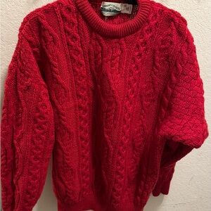 Aran Crafts Vibrant Red Crewneck Sweater